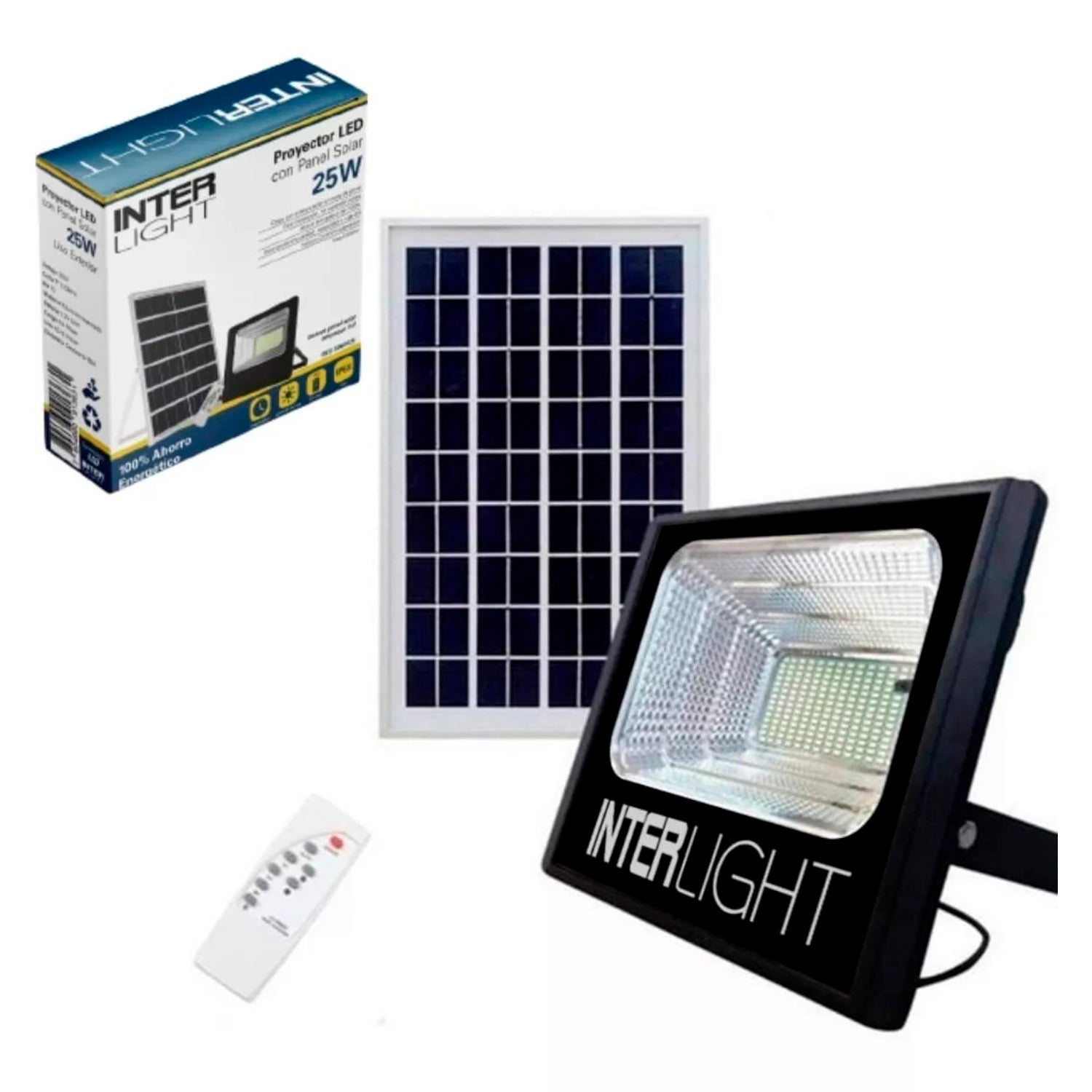 Proyector LED solar + panel solar 100W IP65