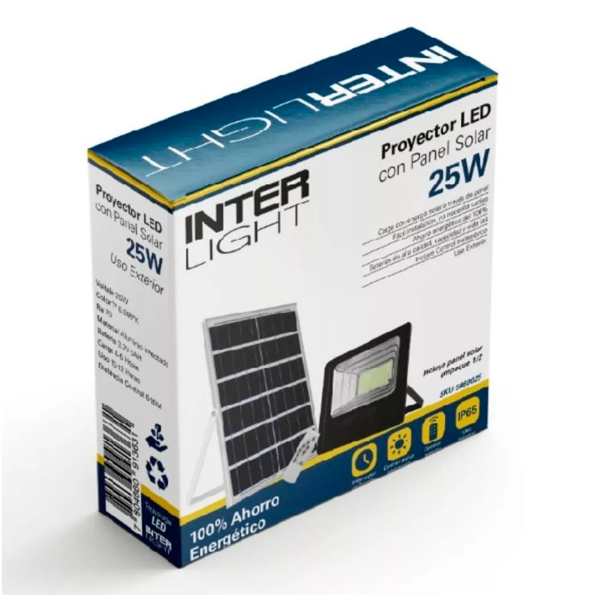 Proyector LED SOLAR 25W + Panel Interlight