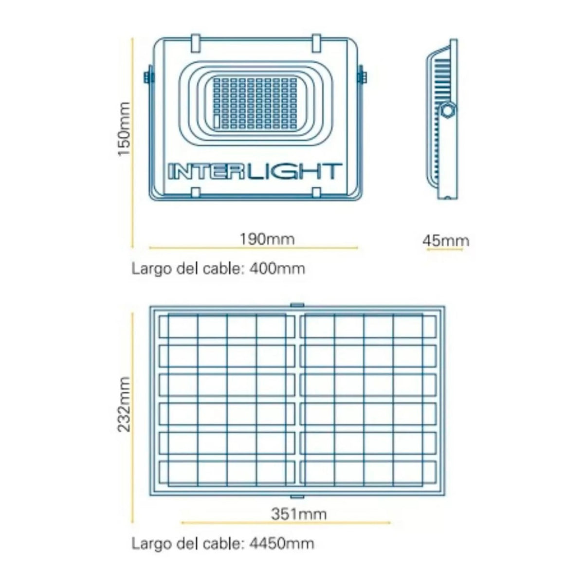 Proyector LED SOLAR 25W + Panel Interlight