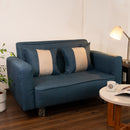 Sofá 2 Cuerpos Lino Azul 137x80x60 Cm