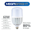 Ampolleta Led High Power 60W/6000K E40 con Adaptador E27