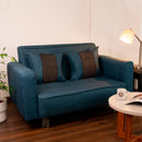 Sofá 2 Cuerpos Lino Azul 137x80x60 Cm