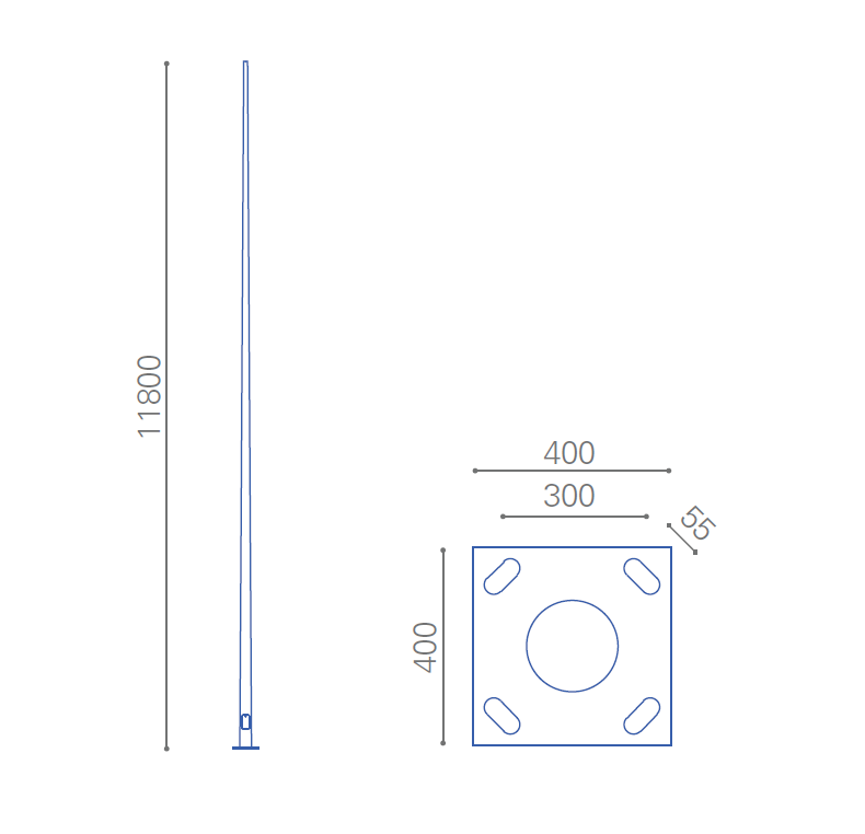 Poste Acero Galvanizado Cónico Tubular 12 Metros