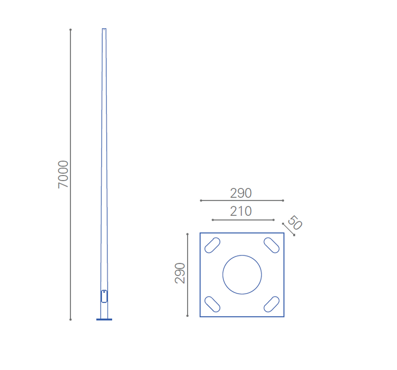 Poste Acero Galvanizado Cónico Tubular 7 Metros