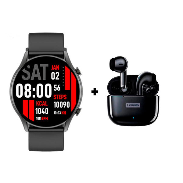 Smartwatch Kr Negro + Audifonos Lenovo LP40