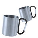 Taza Portátil Acero Inoxidable Con Mosqueton Para Camping